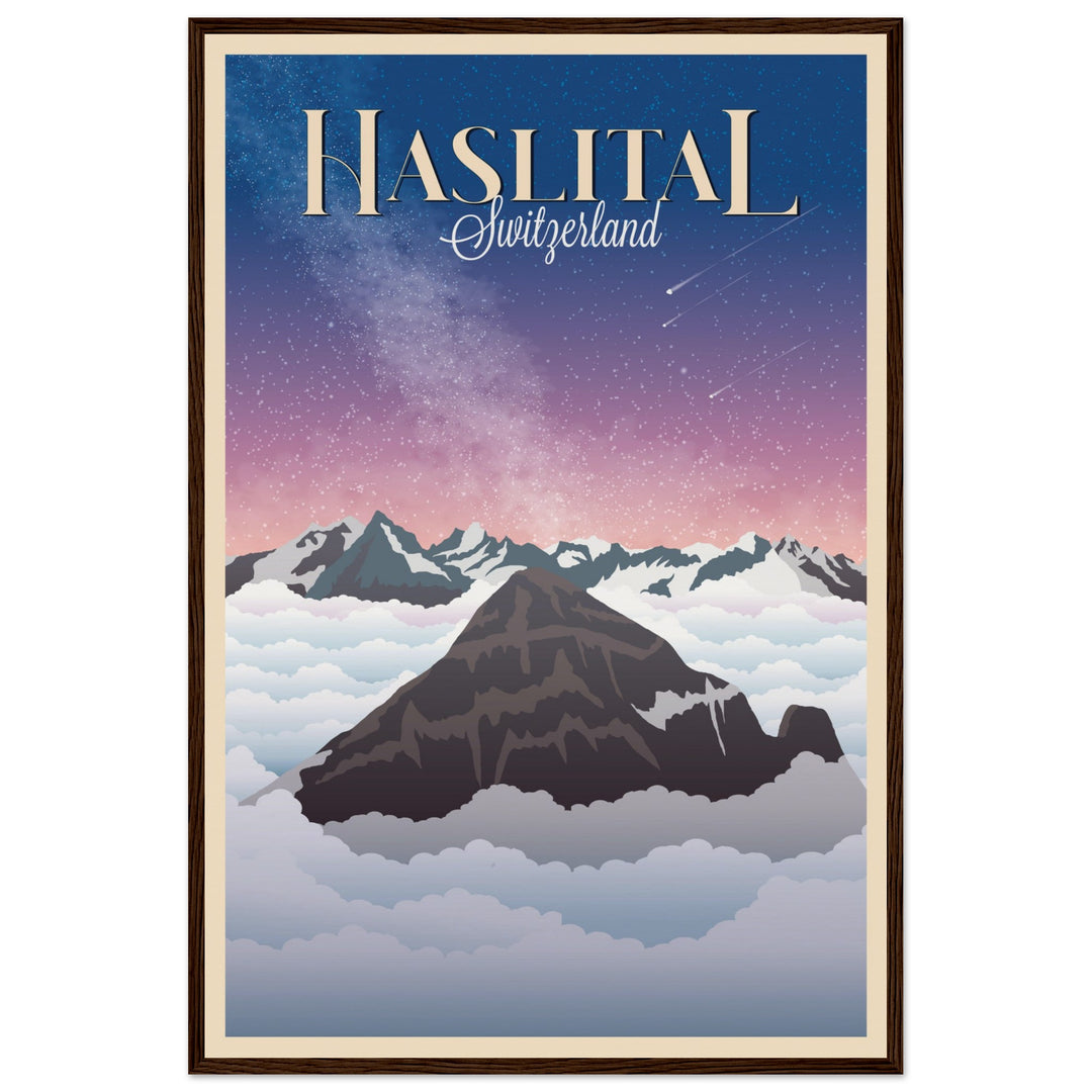 MYSTERIES VT | Vintage-Reiseposter - Museum-Qualität mit Holzrahmen