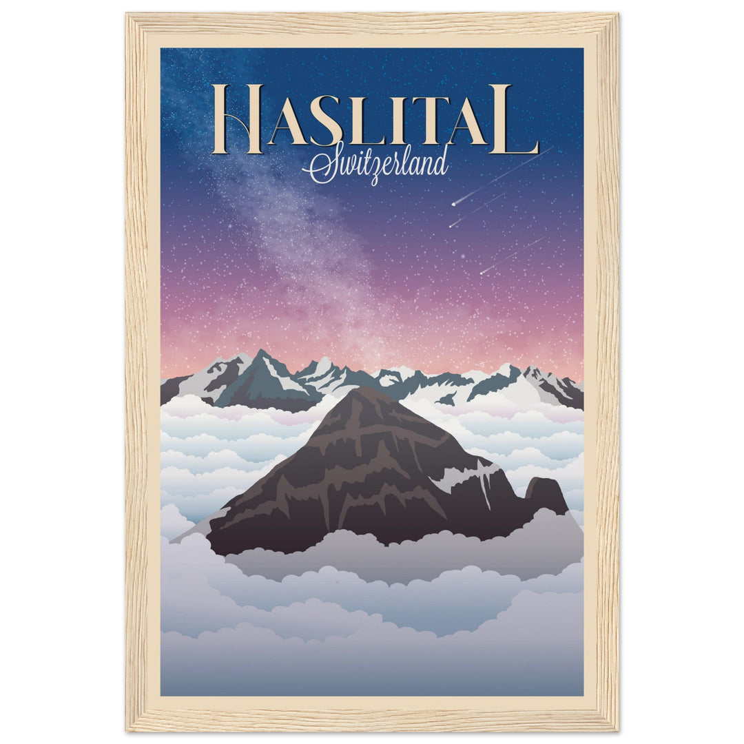 MYSTERIES VT | Vintage-Reiseposter - Museum-Qualität mit Holzrahmen